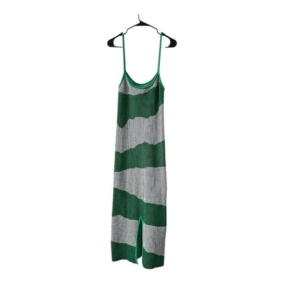 Anthropologie Rue Stiic‎ Green Thick Knit 100% Cotton Strap Maxi Dress Small - Picture 4 of 12